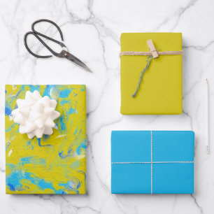 Papel con Remolinos Amarillos, Azules y Blancos