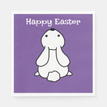Conejo de Pascua Feliz Servilleta Púrpura