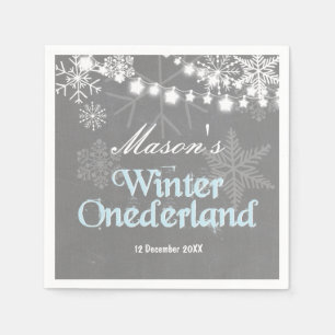 Papel Copo de nieve del muchacho azul de la servilleta