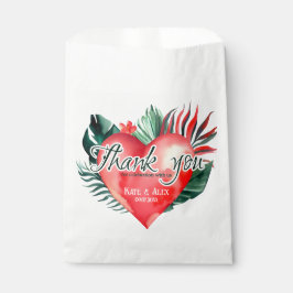 Papel Corazón de Palma Tropical Gracias Boda Favor Bolsa