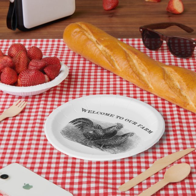 Papel Country Rooster y pollo con cualquier plato de uso (Picnic)