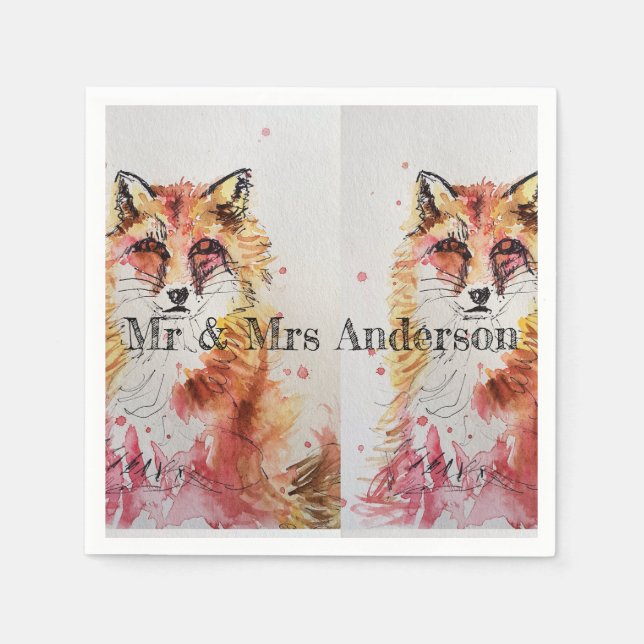 Papel Cuidada servilleta de decoración Boda de Red Fox (Anverso)