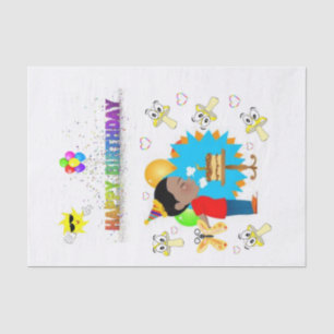 Papel cutáneo feliz cumpleaños niño hongo africano