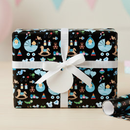 Papel de ajuste azul/negro de Baby Shower