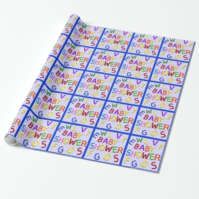 Papel de ajuste Baby Shower de punto de polka azul (Desenrollado)