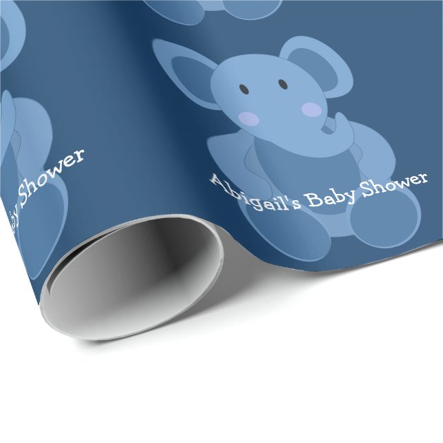 Papel de ajuste Baby Shower para elefante azul Per (Esquina del rollo)