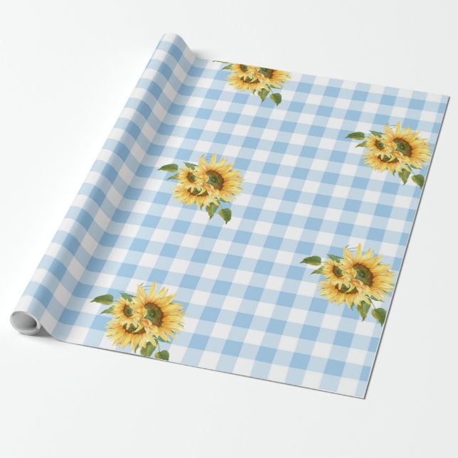 Papel de ajuste Baby Shower Sunflower de Gingham A (Desenrollado)