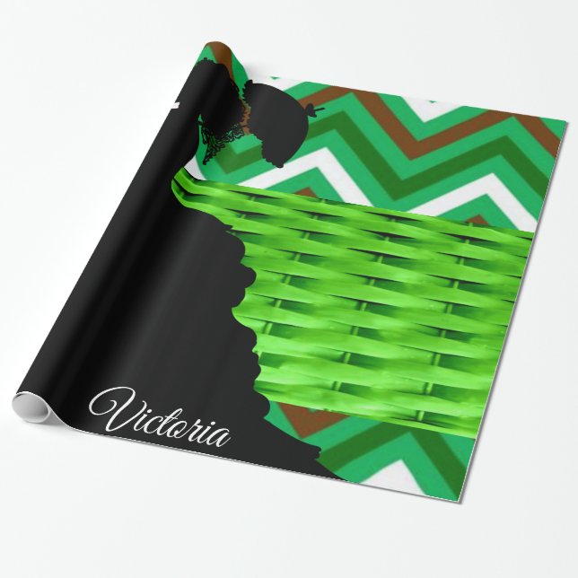 Papel de ajuste brillante, banda verde victoriana (Desenrollado)