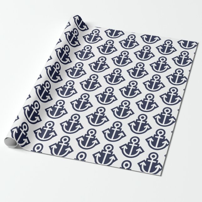 Papel de ajuste de anclaje blanco y naval (Desenrollado)