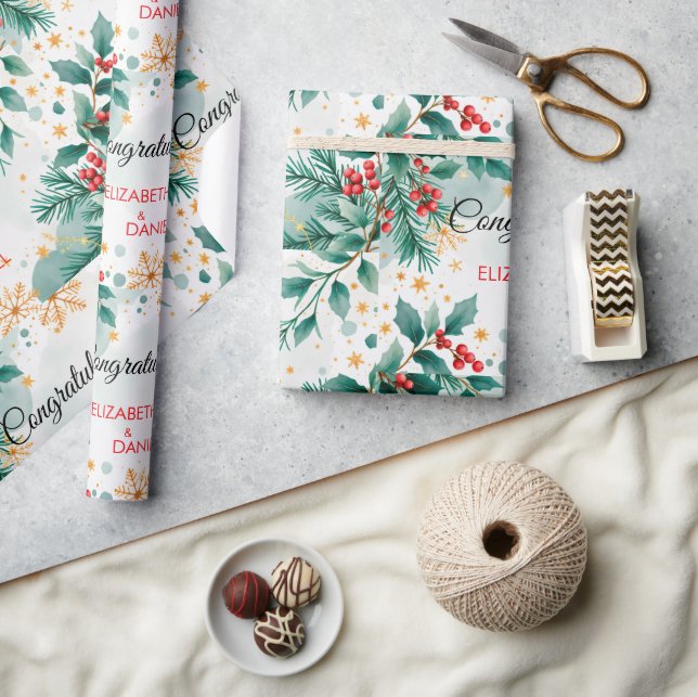 Papel de ajuste de Boda de Navidades de acuarela (Artesanía)