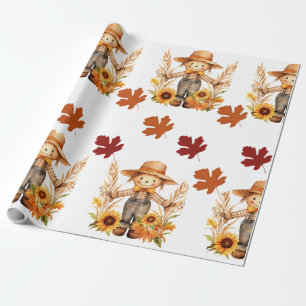 Papel de ajuste de caída, espantapájaros de otoño 