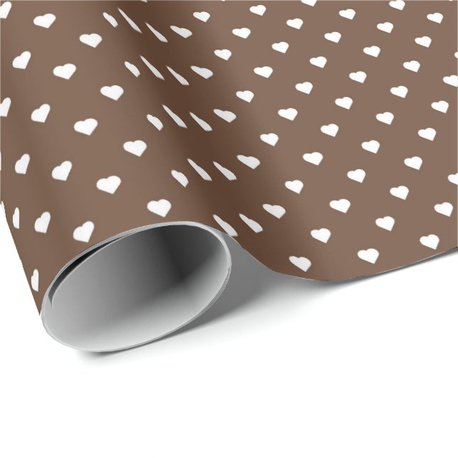Papel de ajuste de corazones blancos| Marrón (Esquina del rollo)