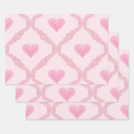 Papel de ajuste de corazones rosados