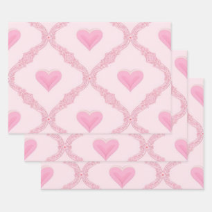 Papel de ajuste de corazones rosados
