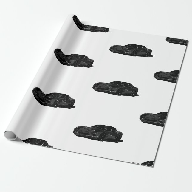 Papel de ajuste de Corvette C6 negro (Desenrollado)