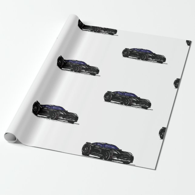 Papel de ajuste de Corvette C7 negro (Desenrollado)