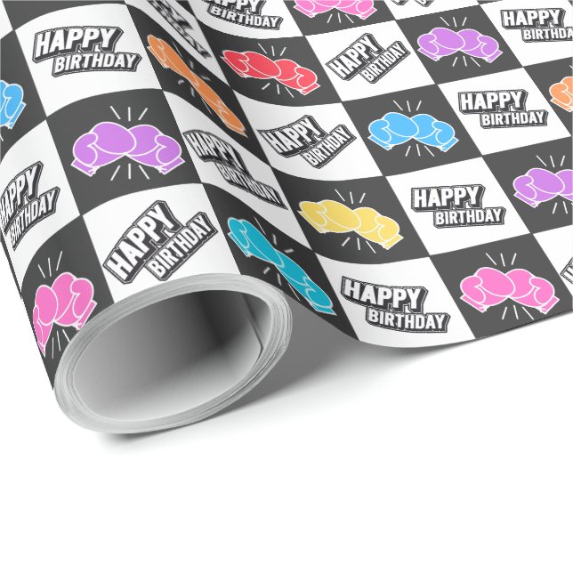 Papel de ajuste de cumpleaños de boxeo (Esquina del rollo)