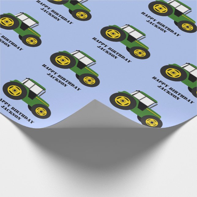 Papel de ajuste de cumpleaños de Green Tractor (Esquina)