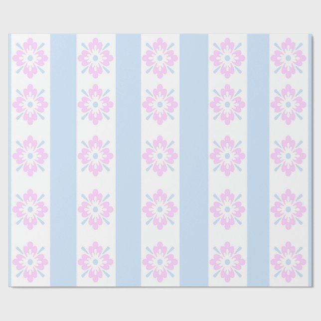 Papel de ajuste de Damasco rosa y azul pálido (Superficie plana)