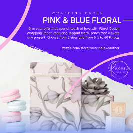 Papel de ajuste de diseño floral rosa y azul