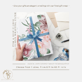 Papel de ajuste de diseño floral rosa y azul