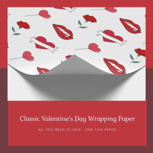Papel de ajuste de El día de San Valentín clásico (Love, wrapped up in a classic.)