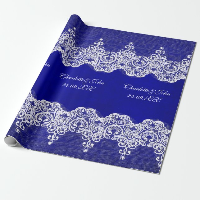 Papel de ajuste de encaje azul personalizado real (Desenrollado)