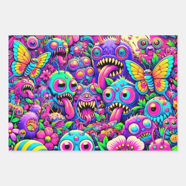Papel de ajuste de Fiesta de monstruo (Anverso)