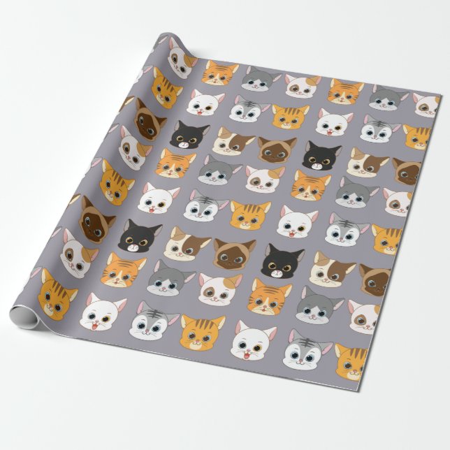 Papel de ajuste de gatos adorables (Desenrollado)