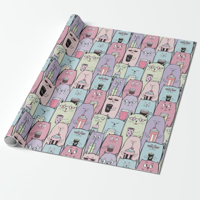 Papel de ajuste de gatos adorables (Desenrollado)