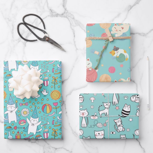 Papel de ajuste de gatos fiestas (Anverso)