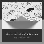 Papel de ajuste de iconos del Día de la Boda Román<br><div class="desc">Haz que cada boda, compromiso o regalo de aniversario sea aún más especial con este bellamente romántico papel de envoltura. El elegante diseño en blanco y negro incluye una colección de encantadores iconos bodas dibujados a mano —desde el coche boda hasta los anillos y el pastel boda— que cuentan una...</div>