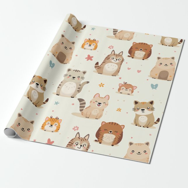 papel de ajuste de impresión de animales adorables (Desenrollado)