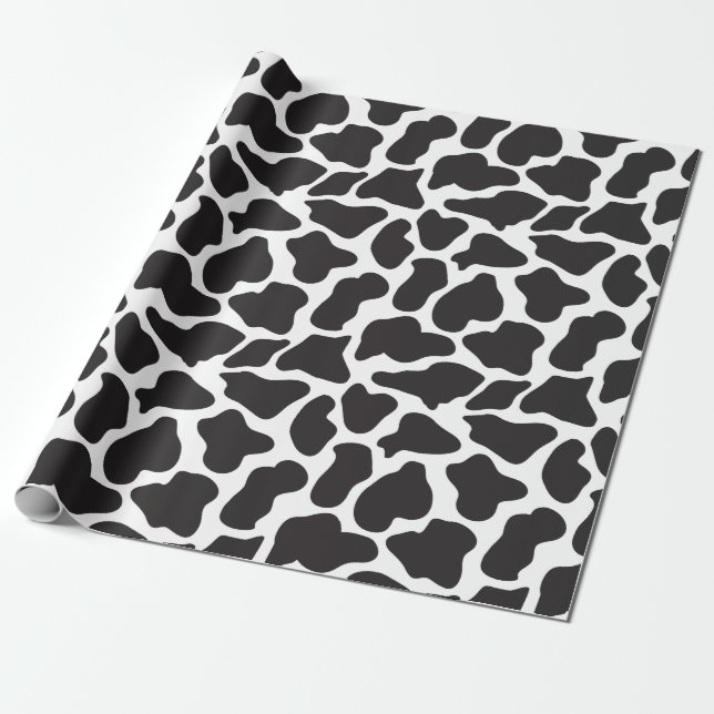 Papel de ajuste de impresión de vaca blanco y negr (Desenrollado)