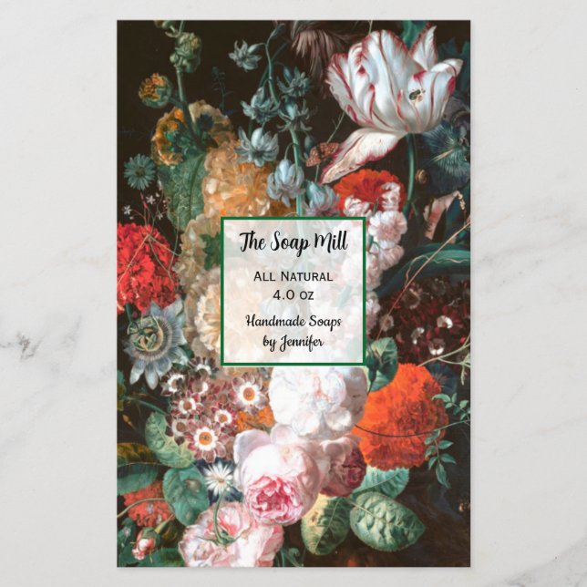 Papel de ajuste de jabón floral de 5,5" x 8,5" (Frente)