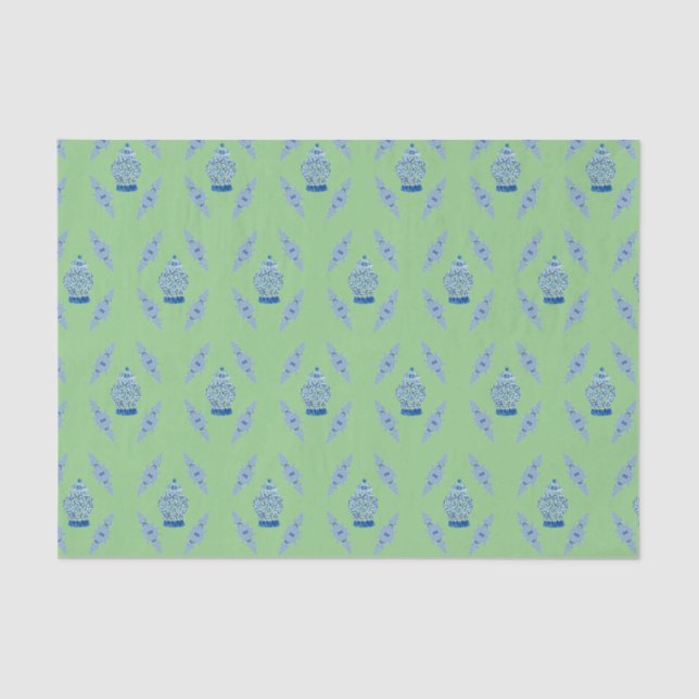 Papel de ajuste de jarrón de jengibre azul pintado (Anverso)