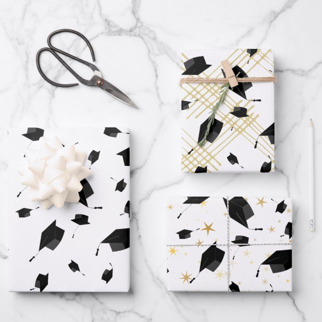 Papel de ajuste de la tapa de graduación negra (Anverso)