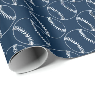 Papel de ajuste de línea Art Baseballs-Blue y Whit