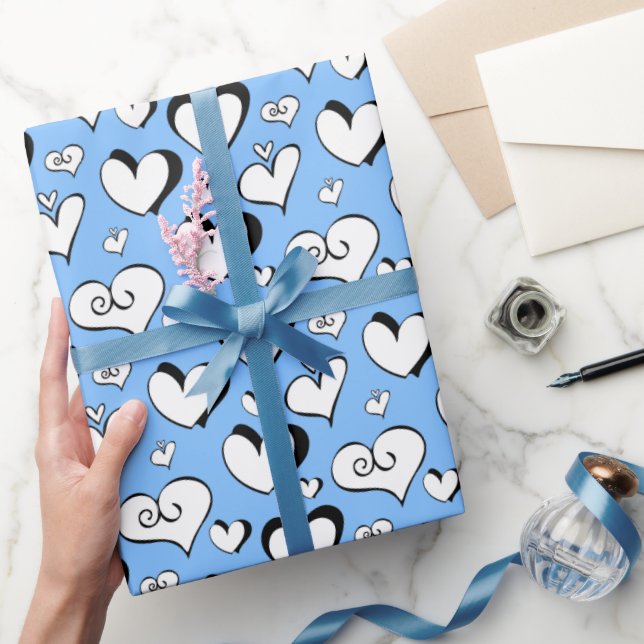 Papel de ajuste de los corazones azules (Regalar)