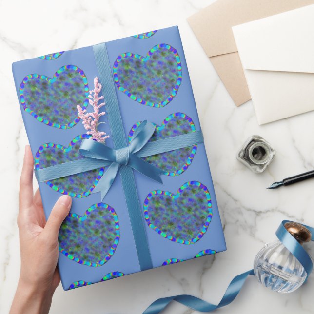 Papel de ajuste de los corazones azules (Regalar)