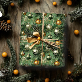 Papel de ajuste de los ornamentos retro verde y or