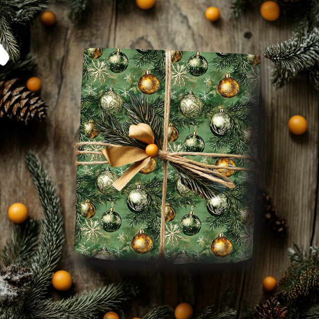 Papel de ajuste de los ornamentos retro verde y or (Subido por el creador)