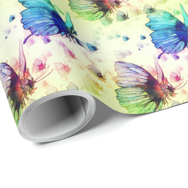 Papel de ajuste de mariposas acuarelas (Esquina del rollo)