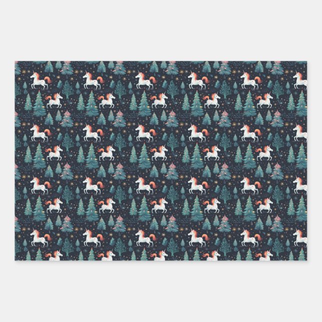 Papel de ajuste de Navidades de Unicornio (Anverso)
