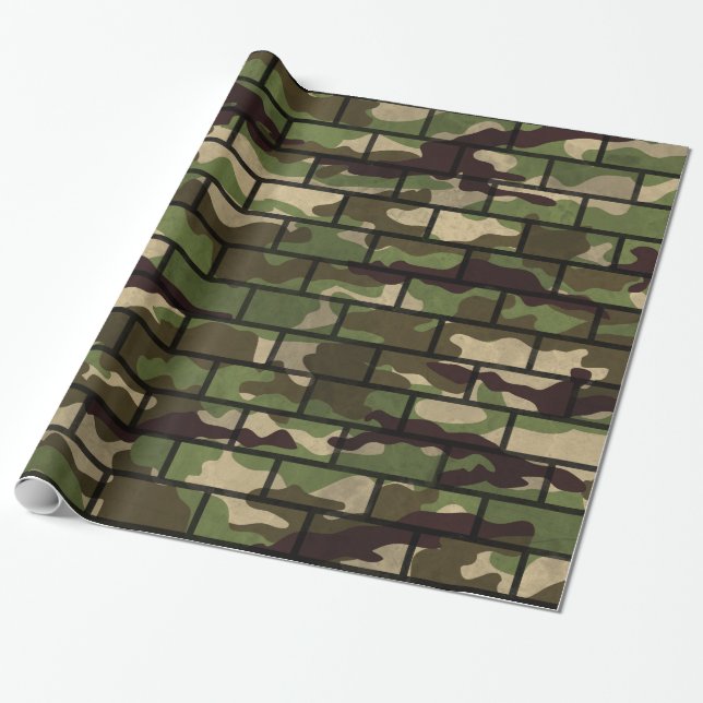 Papel de ajuste de pared de ladrillo de camuflaje  (Desenrollado)