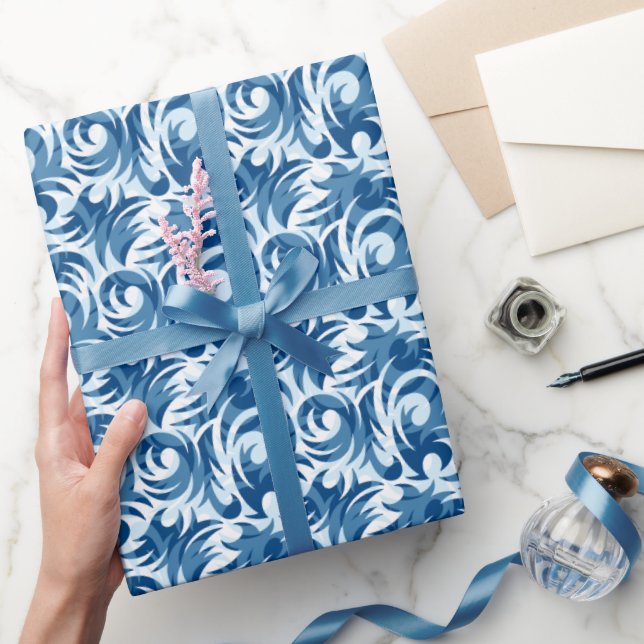 Papel de ajuste de patrón blanco y azul (Regalar)