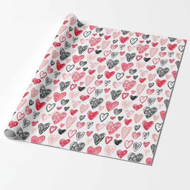 Papel de ajuste de patrón cardíaco de San Valentín (Desenrollado)