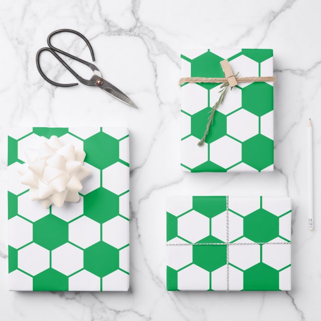 Papel de ajuste de patrón de bola de fútbol verde (Anverso)