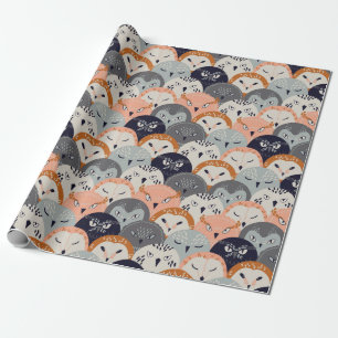 Papel de ajuste de patrón de búho decorativo