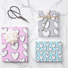 Papel de ajuste de patrón de corazón blanco